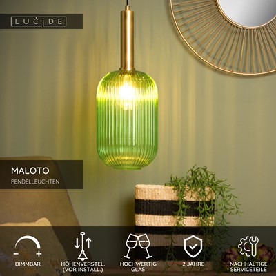 Lucide MALOTO - Pendelleuchten - Ø 20 cm - 1xE27 - Grün